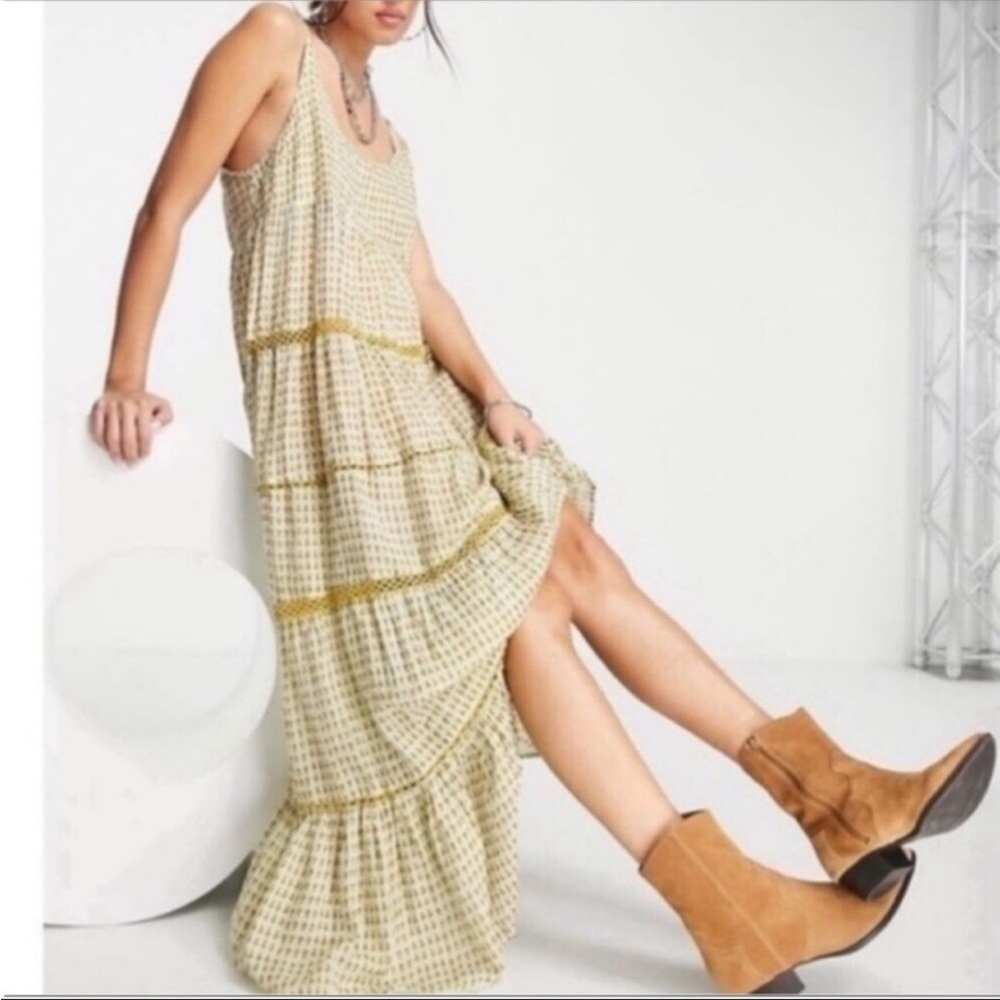 Free People Midnight Dance Print Maxi Dress In Grey Combo. NWT! Sz M - Picture 5 of 13